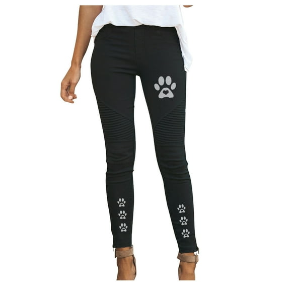 LYXSSBYX Plus Size Jeans for Women Womens Casual Print Pants Comfy Work Pants Pockets Elastic High Waist Pants