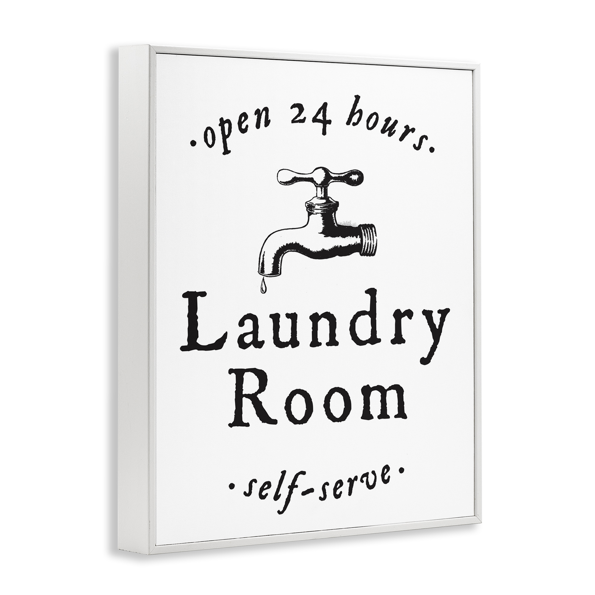Stupell Industries Self Serve Laundry Typography Painting White Framed Art Print Wall Art, 24 x 30
