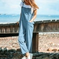 thumbnail image 4 of BLVB Women's Summer Casual Bib Overalls Baggy Sleeveless Suspender Wide Leg Beach Jumpsuits Rompers with Pockets, 4 of 7