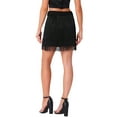 thumbnail image 3 of INSPIRE CHIC Fringe Trim Skirt for Women's High Waist Belted Pencil Mini Skirts XS Black, 3 of 6
