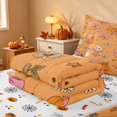thumbnail image 5 of Homewish Halloween Spooky Animal Zipper Twin Comforter Sets with Fitted Sheet and 2 Pillowcases, Bow Pumpkin Star Zipper Bedding Set, Orange, Pumpkin Bat Reversible, 5 of 7