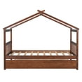thumbnail image 4 of Harper & Bright Designs Twin Size Wooden House Bed with Trundle, Wood Montessori Daybed Frame with Roof, Walnut, 4 of 12
