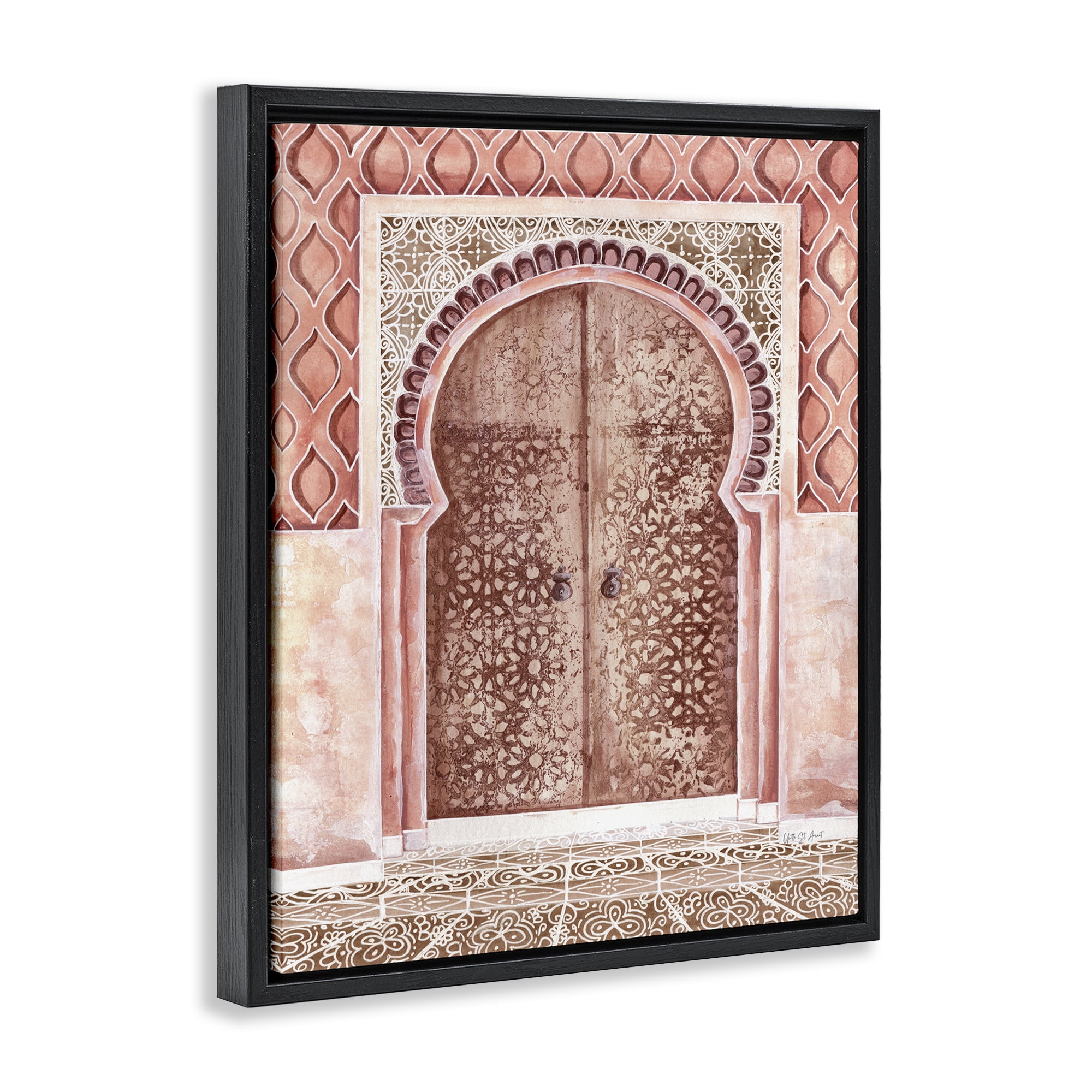 Stupell Industries Moroccan Entrance Architecture Buildings & Architecture Painting Black Floater Framed Canvas Art Print Wall Art, 17 x 21