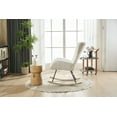 thumbnail image 6 of Soft Teddy Fabric Rocking Chair with High Back and Arm, Upholstered Glider Chair with Wood Legs, Rocker Nap Armchair with Padded Seat for Living Rooms Bedrooms Balcony Terrace Offices, White, 6 of 9