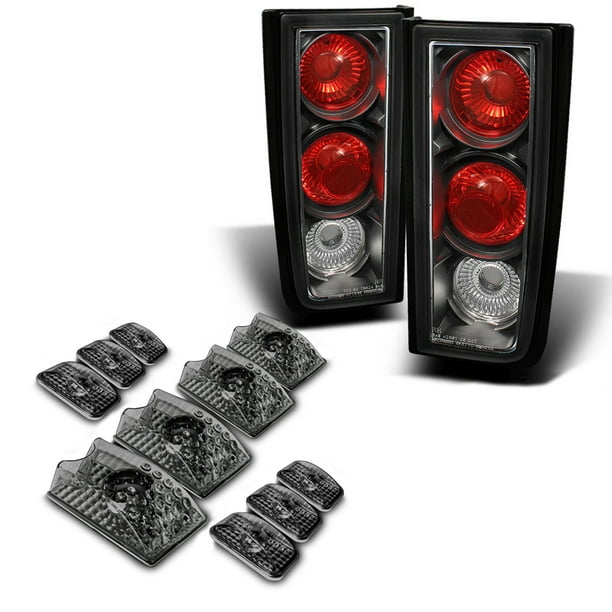 Fits 20032009 Hummer H2 SUV Black Tail Lights Brake + Smoked Upper