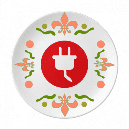

Red Plug Cable Charging Cable Pattern Flower Ceramics Plate Tableware Dinner Dish