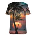 thumbnail image 5 of ZQGJB Hawaiian Shirts for Women Trendy Summer Tropical Palm Tree Graphic Short Sleeev Casual V Neck Tee Shirt Top Loose Baggy Tshirt Blouse Z05-Gray M, 5 of 5