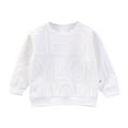 thumbnail image 1 of Gibobby Sudadera con cuello redondo para niños pequeños y niñas, Tops con bordado de de manga larga, para niños(Blanco, 11-12 Años), 1 of 3