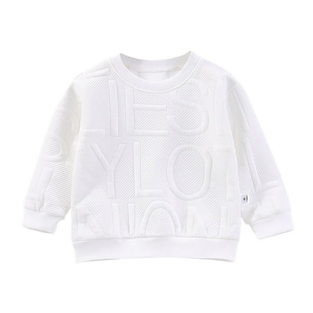 

REDARER Creative Cute Kids Clothes Little Boys Girls Crewneck Sweatshirt Long Sleeve Letter Embroidery Tops Pullover for Kids White 7-8 Years