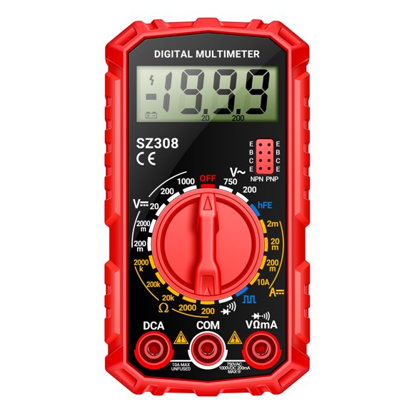 ANENG ANENG SZ308 Multimètre Numérique Compact - Testeur Électrique Haute Précision avec Fonctions HFE, Diode, Buzzer et Ondes Carrées, Affichage de 1999, Tension AC/DC, Courant DC, Résistance