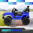 thumbnail image 7 of Clovercat 12v 7 Hours Powered Kids Ride on Toys Truck Car with Parent Remote Control, Bluetooth Music, Spring Suspension, Led Lights, Blue, 7 of 7