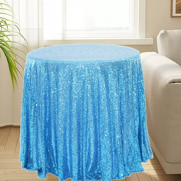 Twfbrm Sequin Tablecloth 120x120cm Shiny Sparkly Glitter Round Table Cover Metallic Sequence Table Clothes for Birthday Party Baby Shower Wedding