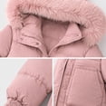 thumbnail image 4 of WMTBSRSW Girls Long Hooded Puffer Coat Faux Fur Collar Zip Up Quilted Jackets Lightweight Winter Warm Mid Length Coat for Kids 7-15 Years, 4 of 6