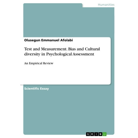 - Test and Measurement. Bias and Cultural diversity in Psychological Assessment - eBook