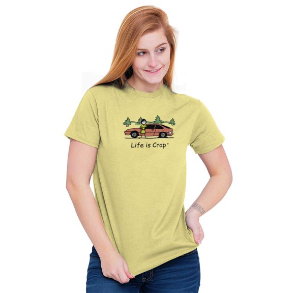Flat Tire Stuck Cars Stranded Novelty Women's Graphic T Shirt Tees Brisco Brands M