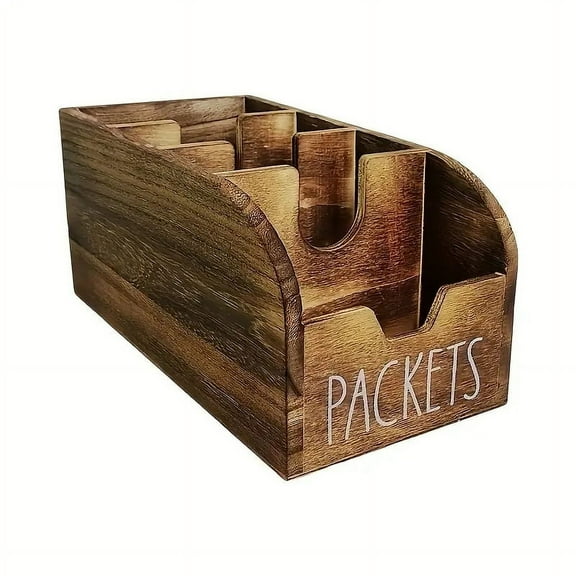 MLINS Wooden Tea Storage Organizer for Home Brown Versatile Spacesaving Design 7.5 x 4.2 x 3.8 inches