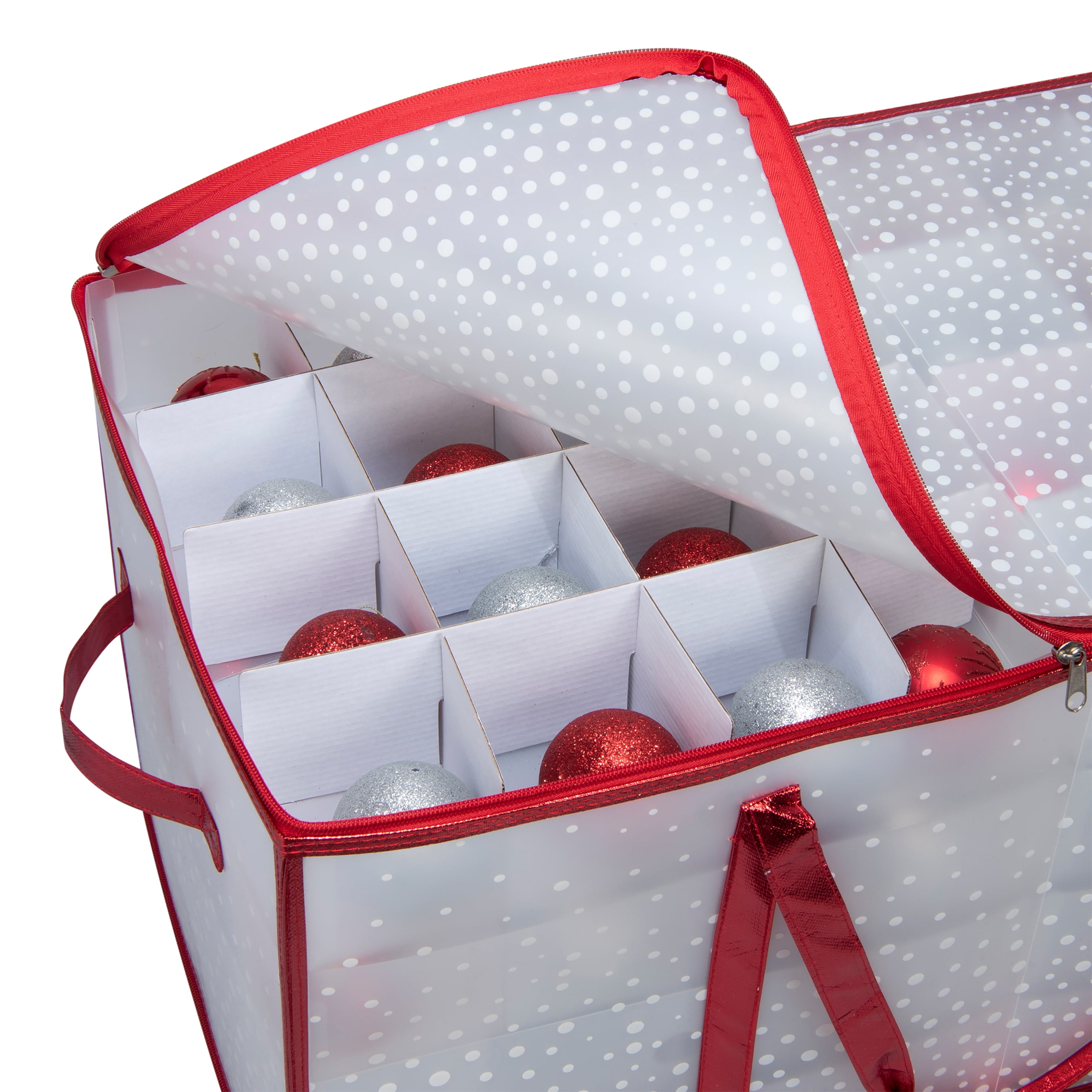 Dyno 12 Red and Clear Square Christmas Ornament Storage Bag, 1