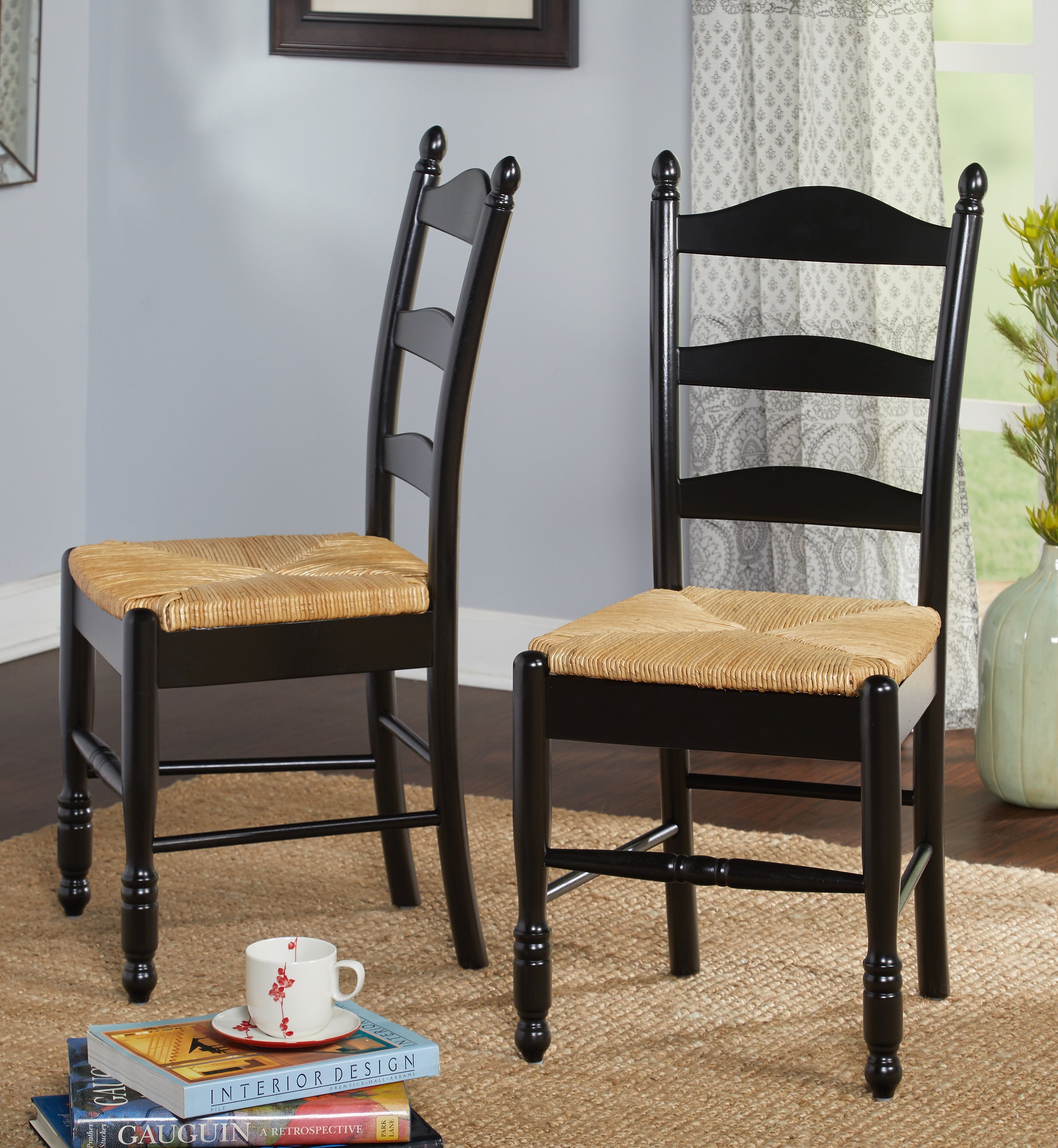 Amasya Ladder Back Side Chair (Set of 2) Lark Manor Color: Black