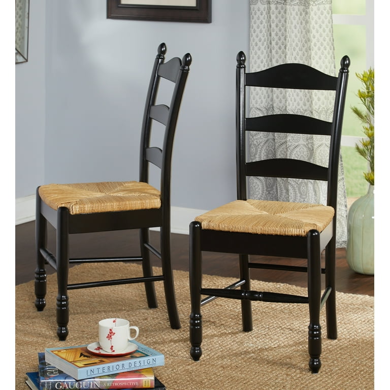 Black ladder back chairs with rush seats discount