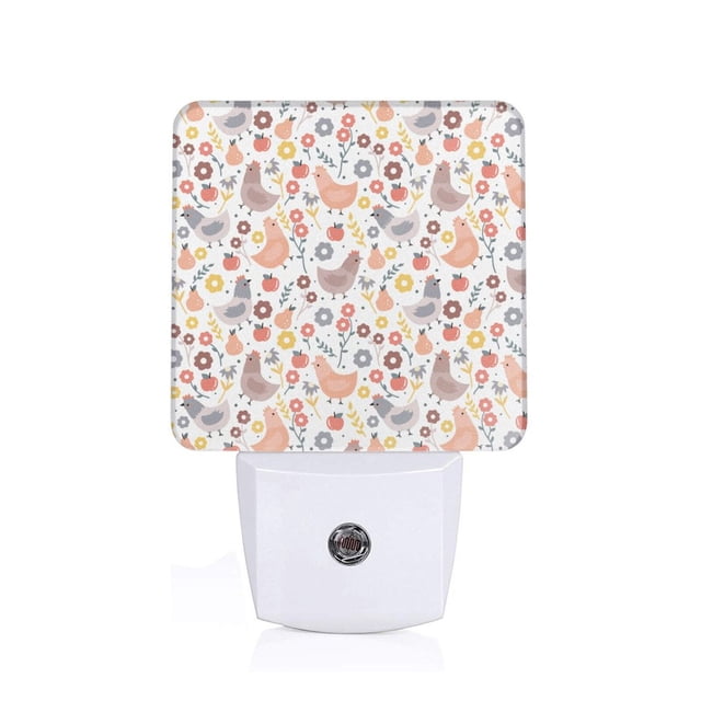Balery Funny Chicken Luz Nocturna LED con Sensor Automático, Enchufe con Sensor Crepuscular, Luz Suave de 0.5W para Dormitorio, Pasillo, Baño-EU