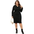 thumbnail image 3 of DARING DIVA Plus Size Women Fall Sweater V Neck Knit Pullover Dress 2X Black, 3 of 6