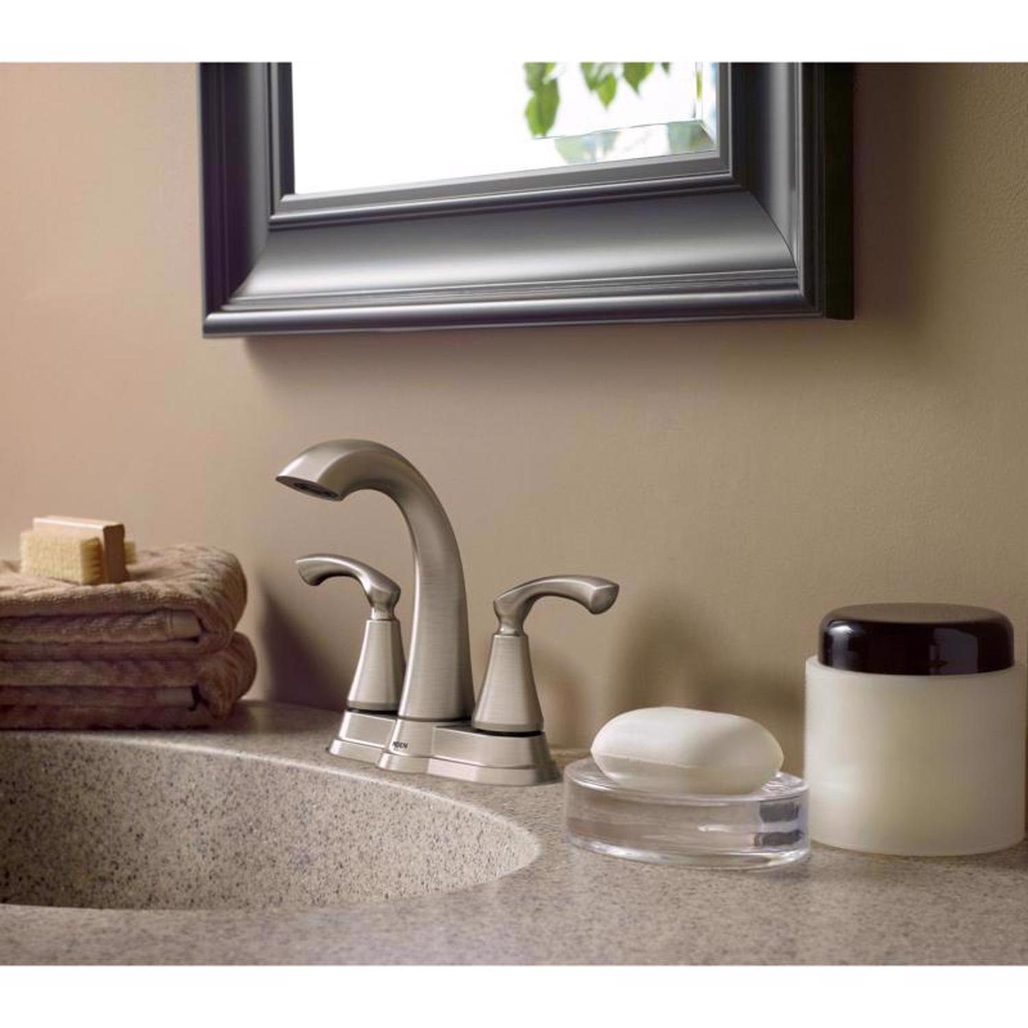 Moen Tiffin Waschtischarmatur – 2 Griffe, Hoher Bogen, Spot Resist Brushed Nickel, ADA-konform