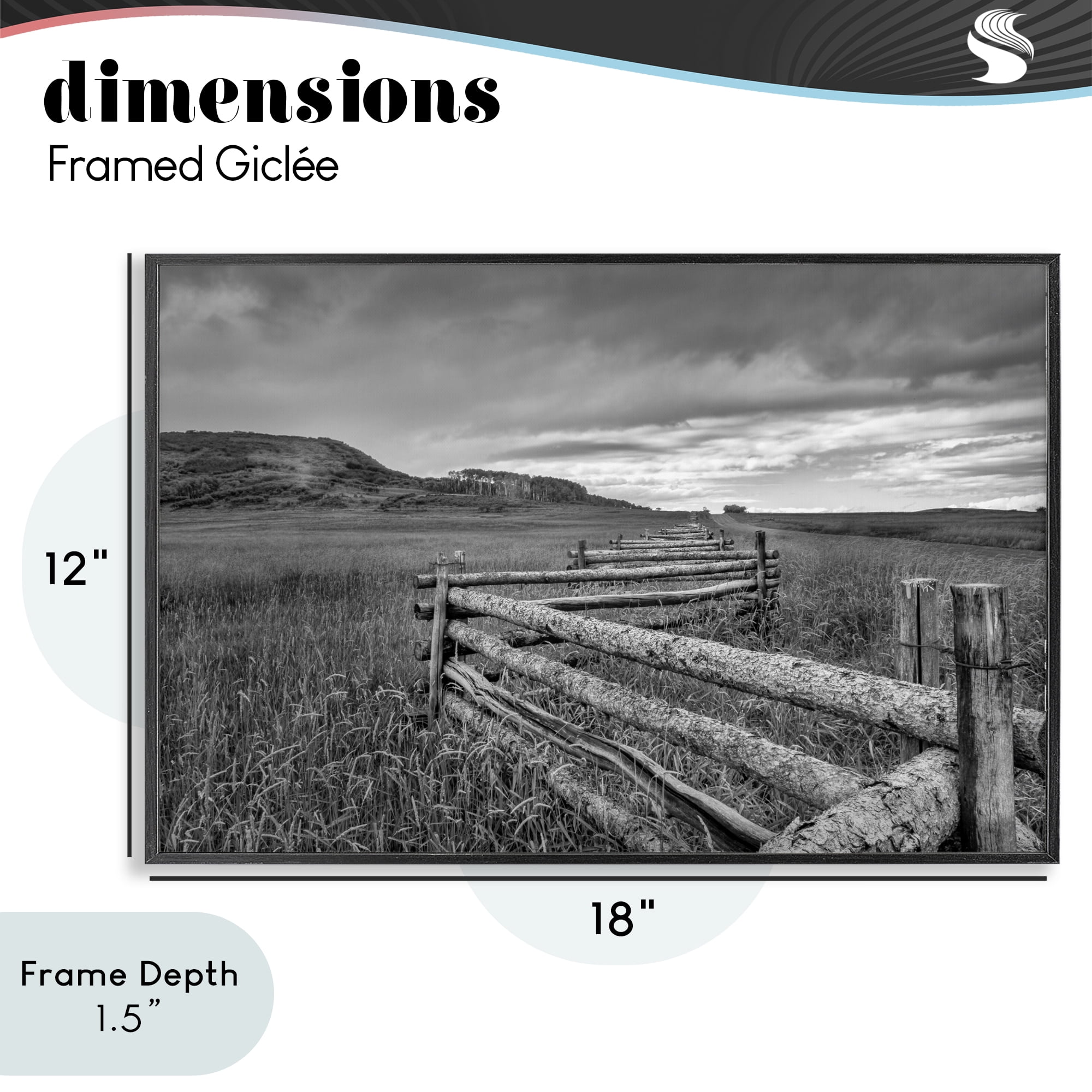 Stupell Industries Weathered Fence to Distant Horizon Black Framed Giclee Art, design by Jon Evan