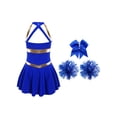 thumbnail image 2 of inlzdz Cheer Leader Uniform for Girls Shiny Cheerleading Dance Dress Outfits Party Costume Set B Royal Blue 12, 2 of 7