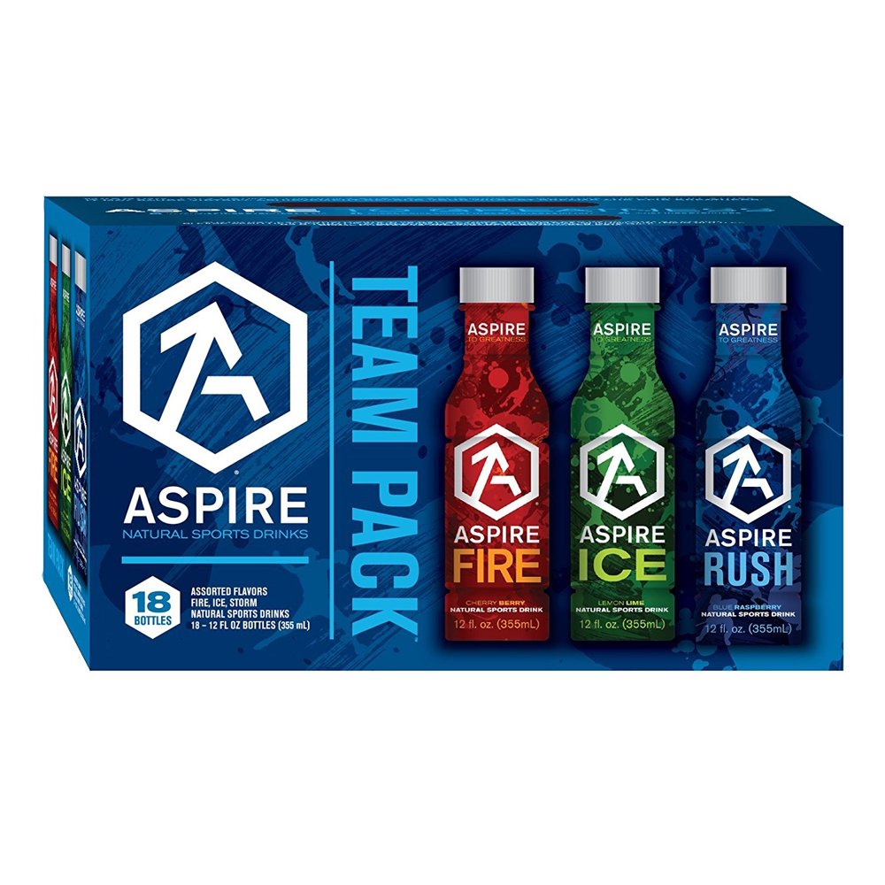 Aspire Energy Drink Variety Pack Stores Aspire Sports Drink Assorted Team Pack, Rush, Ice, Fire, 18 Pack