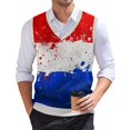 thumbnail image 2 of Men's Patriotic Star-Patterned Sleeveless Sweater Vest Red White And Blue Knit V-Neck Tank Top, 2 of 5