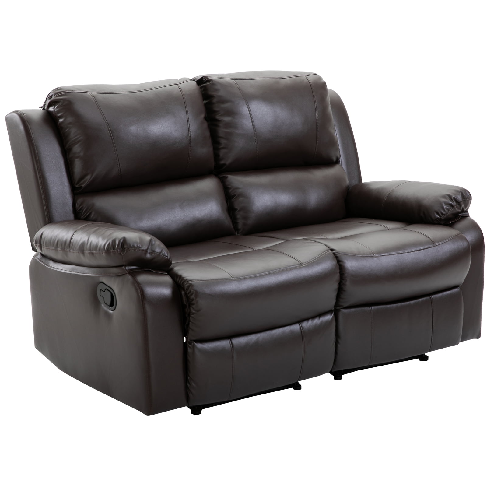 HOMCOM Double Reclining Loveseat Manual Reclining Sofa, PU Faux Leather ...