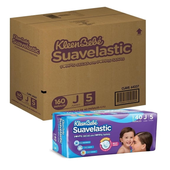 Pañales Kleenbebé Suavelastic Etapa 5 Unisex 160 piezas