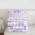 thumbnail image 5 of Erosebridal Letter E Initial Monogram Queen Comforter Set,Purple Girly Bow Bedding Comforter Set For Kids,Reversible,3-Piece, 5 of 7
