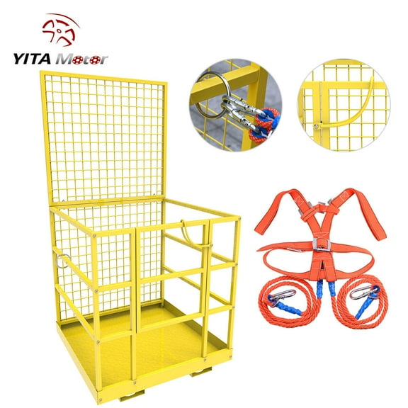 45"x43" 1300lbs Forklift Cage Work Platform Safety Cage Steel for Lifting Loader