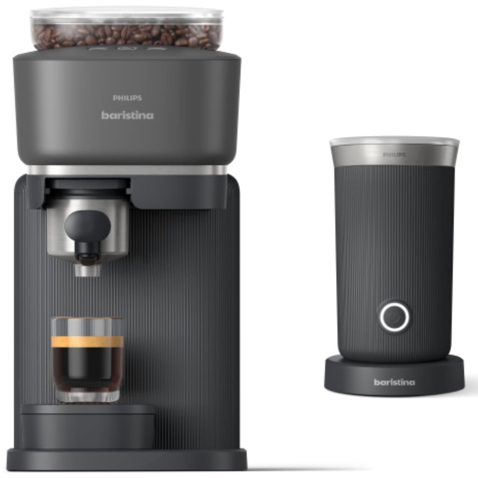 Philips Baristina Automatic Espresso Machine and Milk Frother Bundle, Black