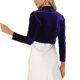 thumbnail image 3 of Inspire Chic Chaquetas de terciopelo para mujer, cárdigan de manga larga, frente abierto, chaqueta bolero corta, morado, 3 of 6