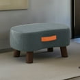 thumbnail image 6 of Modern Velvet Curved Foot Stool with Handle | Padded Seat Ottoman with Wooden Legs | 9 Inch Step Stool for Couch & Living Room | Orange, White, Gray, Green, 6 of 6