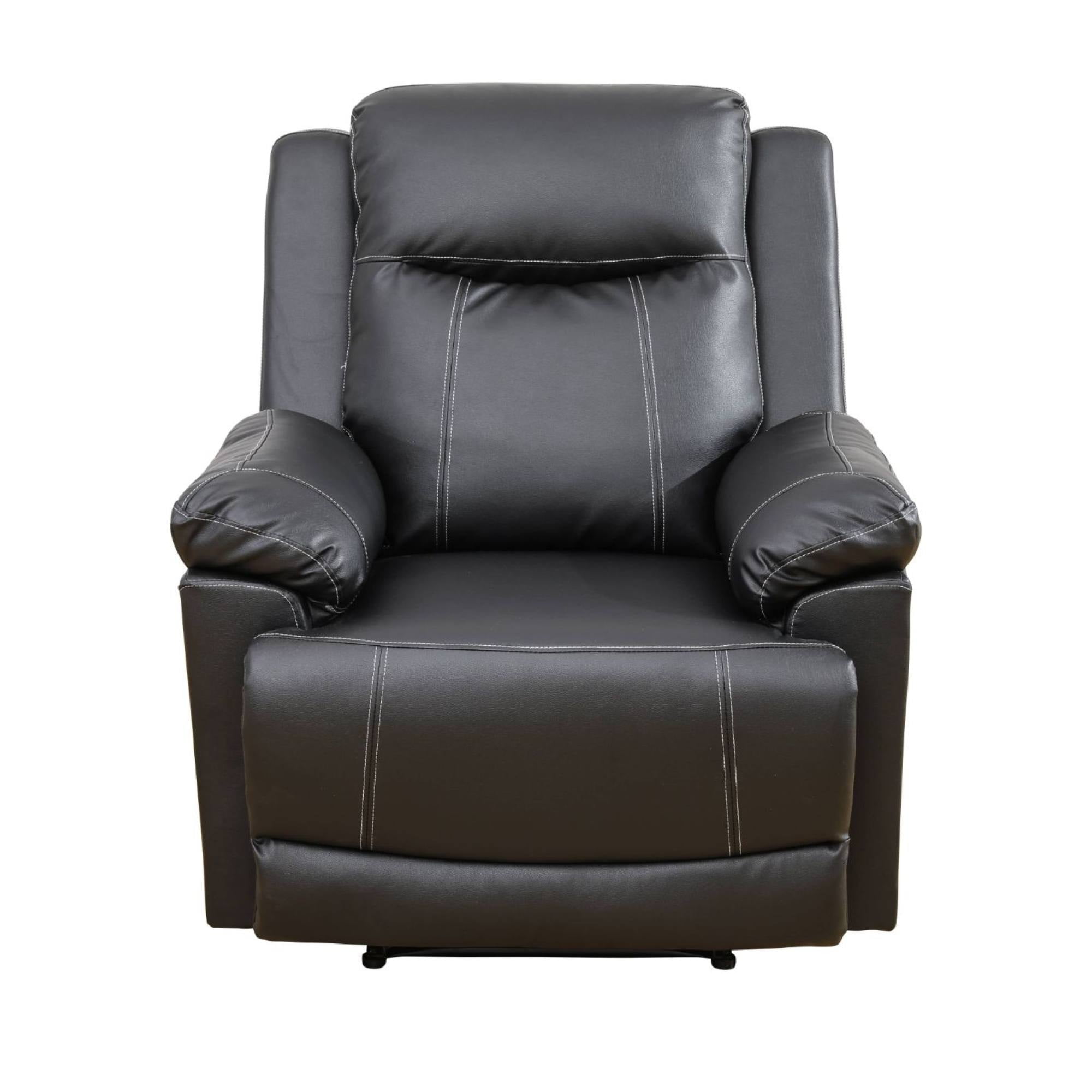 Faux Leather Reclining Chairs with Overstuffed Arm Lazy Boy Sofa Chair Manual Nursery Recliner ,Black