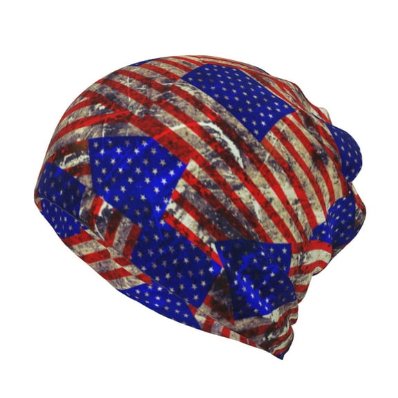 Rateoe Vintage USA Flag Cotton Slouchy Beanie Hat for Men/Women,Lightweight Oversize Large Thin Skull Cap Night Sleeping Cap