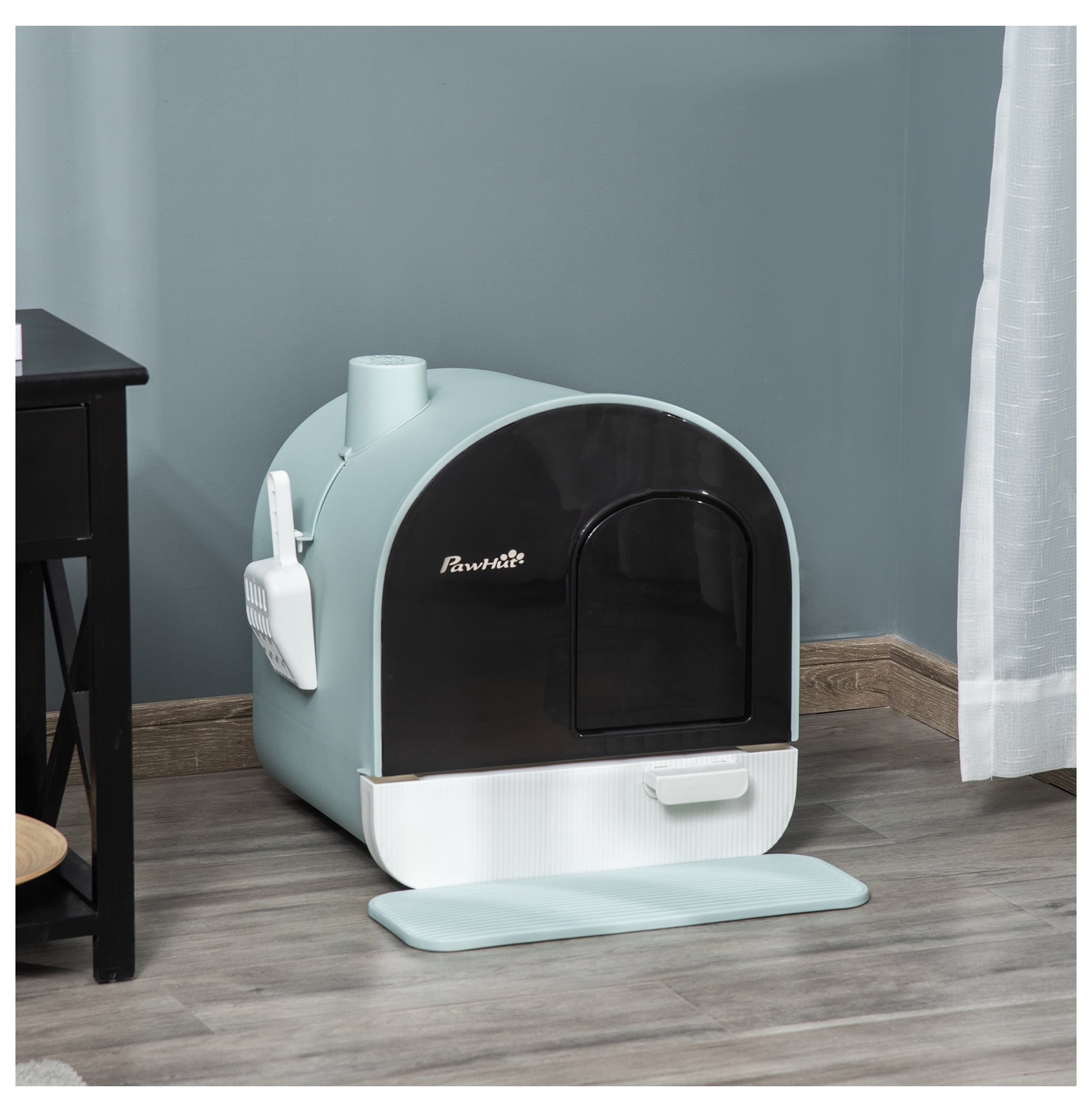 Cat Litter Box with Lid, Covered Litter Box for Indoor Cats with Tray, , Filter, 17" x 17" x 18.5", Green