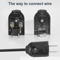 thumbnail image 4 of HITRENDS 3PCS 2 Prong Replacement Male Power Plug, 250V/10A Rotatable Extension Cord Plug, Outdoor Heavy Duty Black, 4 of 7