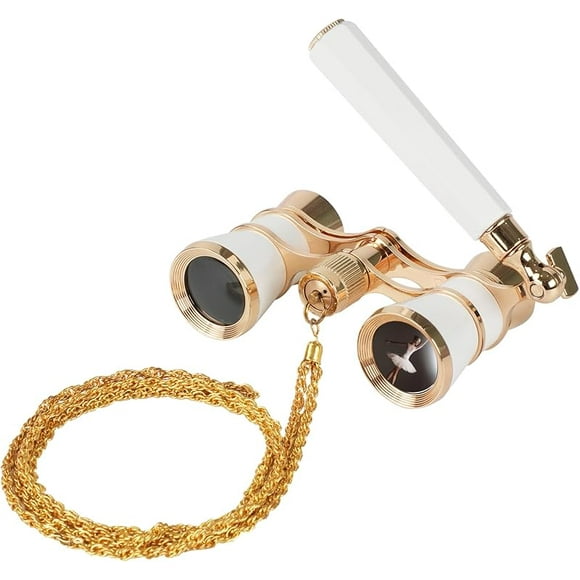 Opera Glasses for Women with Adjustable Handle & Chain, Vintage Compact Mini Theatre Binoculars Adults Kids in Opera Musical Concert