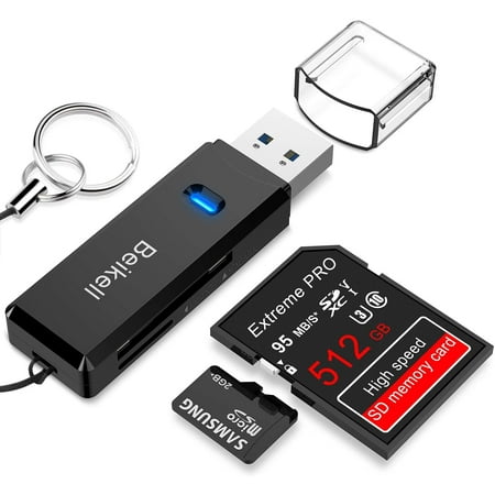 Image of USB 3.0 Card Reader Beikell High-speed SD/Micro SD Card Reader Memory Card Adapter-Supports SD/Micro SD/TF/SDHC/SDXC/MMC-Compatible with Windows OS