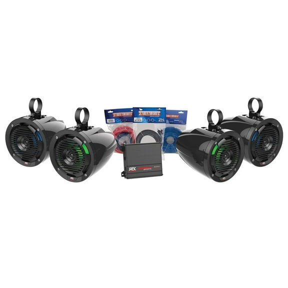 MTX UNI-2-ADDON UTV Audio Kit w/ Amplifier (4) 6.5" Roll Cage Speakers