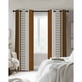 thumbnail image 3 of Fsddascl Modern Brown Blackout Curtains for Bedroom/Living Room, Thermal Insulated Kitchen Curtains, Boho Contemporary Geometric Striped Grommet Darkening Window Treatment Drapes 27.5"x39"x2, 3 of 8