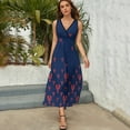 thumbnail image 3 of Lobster Squadron on Navy Dress Fashion Boho Beach Long Dresses Female Party Printed Maxi Dress, 3 of 9