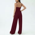 thumbnail image 4 of Stamzod Summer Jumpsuits for Women 2026 Trendy Fashion Halter Sleeveless Wide Leg Jumpsuit Loose Casual Black Romper with Pocket Beach Vacation Clothes Wine L, 4 of 6