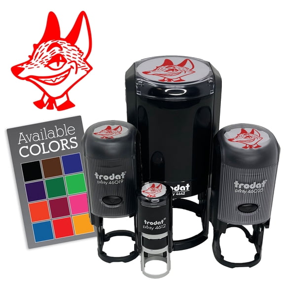 Smiling Sly Fox Suit and Tie Self-Inking Rubber Stamp for Stamping Ink Stamper Crafting Planners - 1/2 Inch Mini - Black Ink