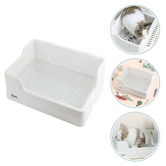 LOLIPPYY Sturdy White Pet Litter Box Cage Toilet for and Hamsters Mesh Spacing