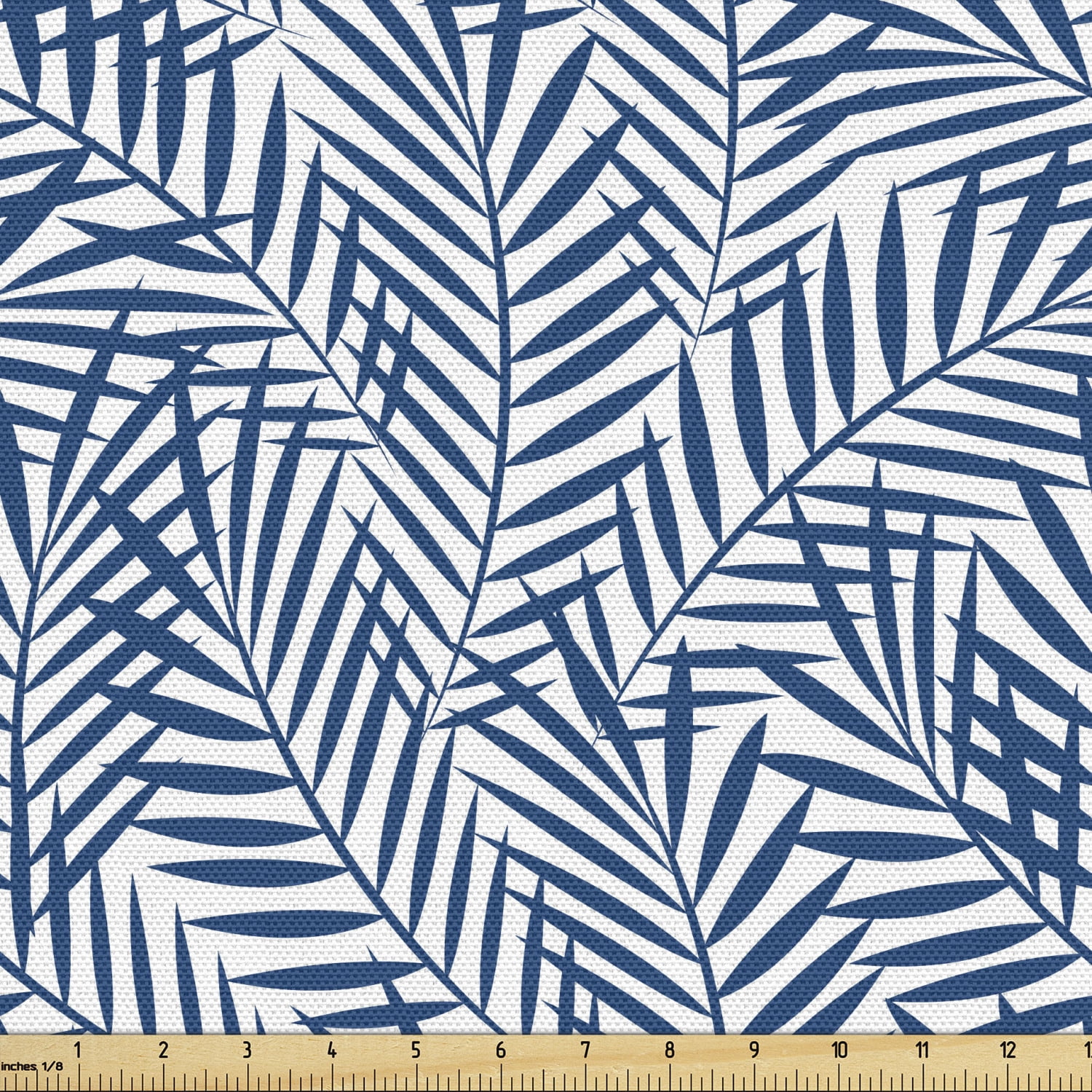 Fabric Fantasia Navy Blue Tropical Botanical Velvet Fabric Curtain
